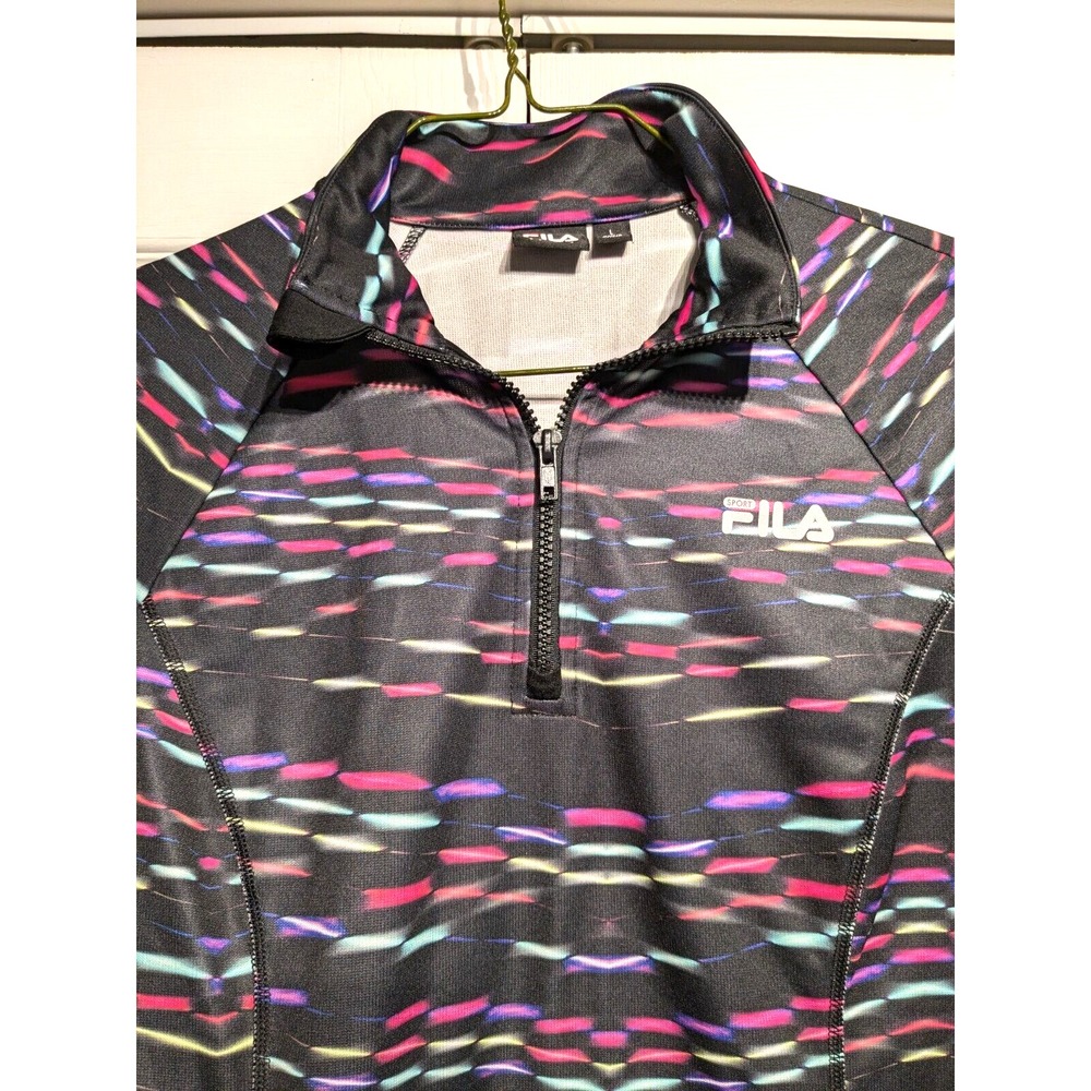 Fila Long Sleeve Womens L Retro Sport Performance 1/4 Zip Pullover Active Matrix